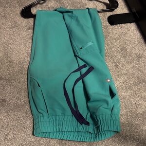 Surgical green Scrub Pants with Purple Drawstring high waisted jogger tall